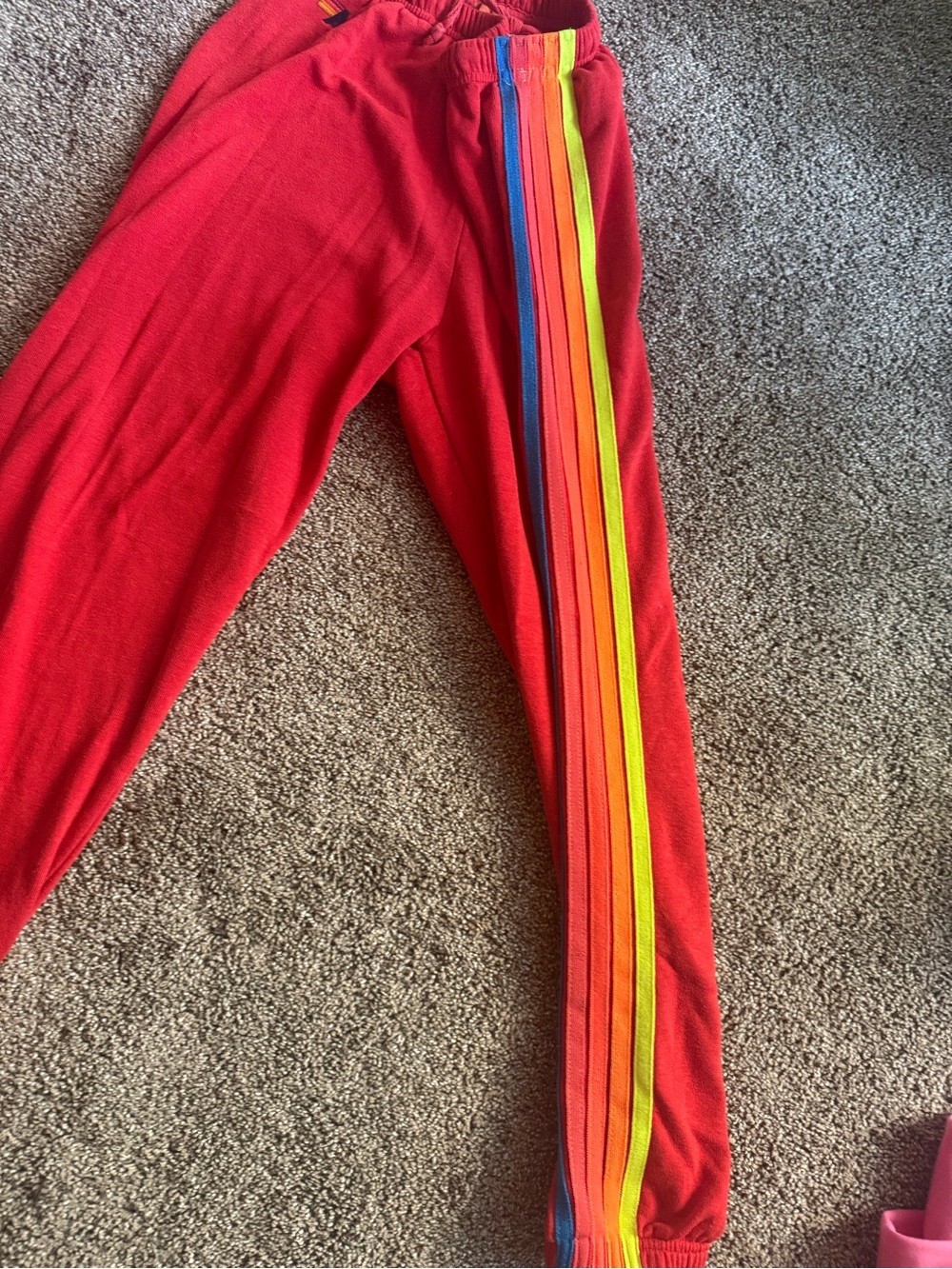 AVIATOR Nation Red Sweatpants with Colorful Stripes- L - Picture 3 of 5